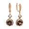 Smoky Quartz & Champagne Diamonds Dangle Earrings. Hypoallergenic 585 Rose Gold, Black Rhodium