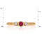 Three Stone Ring: Center Ruby, Side Diamonds. Hypoallergenic Cadmium-free 585 (14K) Rose Gold. View 2