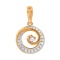 Diamond Circle Pendant with a Golden Tendril. Hypoallergenic Cadmium-free 585 (14K) Rose Gold