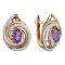 "Fantasy" Amethyst and Diamond Earrings. Hypoallergenic 585 Rose Gold, Rhodium Detailing