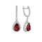 Garnet and CZ Teardrop Leverback Earrings. 585 (14kt) White Gold,  'Empress' Series