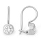 White Gold Water-clear CZ French Wire Earrings. Certified 585 (14kt) White Gold, Rhodium Finish