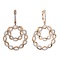 Earrings Artistically Woven from Gold and Diamonds. Hypoallergenic 585 Rose Gold, Rhodium Detailing