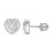 Diamond Heart-shaped Stud Earrings. Certified 585 (14kt) White Gold, Screw Backs