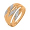 Wide Ring with Slots and Diamond Milgrain Overlays. Hypoallergenic 585 Rose Gold, Rhodium Detailing