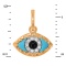 Anti Evil Eye Charm of Natural Stones and Gold. Diamonds, Turquoise, Black Onyx, 585 Rose Gold