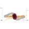 Ring Featuring Ruby and 16 Diamonds. Hypoallergenic 585 Rose Gold, Rhodium Detailing. View 2