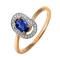 Pure Classic Ring with Sapphire and Diamonds. Hypoallergenic 585 Rose Gold, Rhodium Detailing