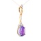 Oval-Shaped Amethyst Cocktail Pendant. Certified 585 (14kt) Rose Gold, Rhodium Detailing. View 2