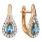 Old World Style Blue Topaz and Diamond Earrings. Hypoallergenic Cadmium-free 585 (14K) Rose Gold
