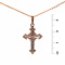14kt Rose Gold Blue Topaz-like CZ Cross Pendant. View 2