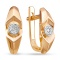 Diamond Geometrical Leverback Earrings. Certified 585 (14kt) Rose Gold, Rhodium Detailing