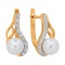 Earrings with 6.5mm Cultured Pearl and 18 Diamonds. Hypoallergenic 585 Rose Gold, Rhodium Detailing