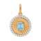 Blue Topaz and Diamond Ribby Gold Pendant. Hypoallergenic Cadmium-free 585 (14K) Rose Gold