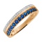 Glamorous Gold Ring with Sapphires and Diamonds. Hypoallergenic Cadmium-free 585 (14K) Rose Gold