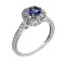 Sapphire and Diamond Openwork Ring. Certified 585 (14kt) White Gold, Rhodium Finish