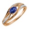 Ring with Oval Sapphire and Diamond Accents. Hypoallergenic Cadmium-free 585 (14K) Rose Gold