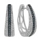 Huggie Earrings with Blue and White Diamonds. 585 (14K) White Gold, Black and White Rhodium