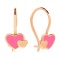 French Pink Enamel Heart Children's Earrings. Certified 585 (14kt) Rose Gold, Earwire Backs