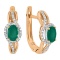 'Fusion of Emotions' Emerald and Diamond Earrings. Hypoallergenic Cadmium-free 585 (14K) Rose Gold