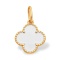 White Enamel Four-Leaf Clover Pendant. Certified 585 (14kt) Rose Gold