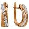 Criss-cross Earrings of Diamonds and Gold. Hypoallergenic 585 Rose Gold, Rhodium Detailing