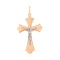 Romanian-style Body Cross with Crucifix. Certified 585 (14kt) Rose and White Gold