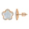 Flora-inspired Rainbow Nacre and Diamond Studs. Hypoallergenic Cadmium-free 585 (14K) Rose Gold