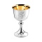Wine Shiny Silver Goblet with Floral Engraving. Hypoallergenic 925 Silver, 999 (24kt) Gold Plating