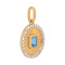 Blue Topaz and Diamond Ribby Gold Pendant - Angle 2