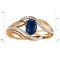 Sapphire and Diamond Ring with Artistic Flair. Hypoallergenic 585 Rose Gold, Rhodium Detailing. View 2