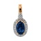 Sapphire and Diamond Pendant with Nostalgic Motif. Hypoallergenic Cadmium-free 585 (14K) Rose Gold