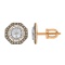 Octagonal Studs with White&Champagne Diamonds. 585 Rose&White Gold, White&Black Rhodium Detailing