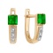 Princess-cut Emerald and Diamond Earrings. Certified 585 (14kt) Rose Gold, Rhodium Detailing