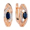 Earrings with 2 Oval Cut Sapphires and 30 Diamonds. Hypoallergenic Cadmium-free 585 (14K) Rose Gold