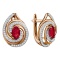 "Fantasy" Ruby and Diamond Earrings. Hypoallergenic 585 Rose Gold, Rhodium Detailing