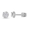 Round Diamond Cluster Stud Earrings. Certified 585 (14kt) White Gold, Screw Backs