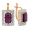 Noble Rhodolite Garnet and Diamond Earrings. Certified 585 (14K) Rose and White Gold