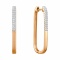 Rectangle Huggie Earrings with 52 Diamonds. Hypoallergenic Cadmium-free 585 (14K) Rose Gold