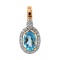 Topaz and Diamond Pendant with Nostalgic Motif. Hypoallergenic 585 Rose Gold, Rhodium Detailing