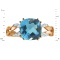 Neoclassical Ring with Blue Topaz and Diamonds in European 585 Rose Gold: Angle 2