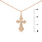 Eastern Cross Crucifix Pendant. Certified 585 (14kt) Rose and White Gold