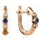 3-Stone Earrings: Center Sapphire, Side Diamonds. Hypoallergenic Cadmium-free 585 (14K) Rose Gold