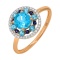 Dreamy Blue Topaz, Sapphire and Diamond Ring. 585 (14Kt) Rose Gold, White and Black Rhodium
