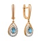 Festive Dangle Blue Topaz and Diamond Earrings. Hypoallergenic Cadmium-free 585 (14K) Rose Gold