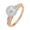 Filigree Ring with 9mm Pearl and 16 Diamonds. Hypoallergenic 585 Rose Gold, Rhodium Detailing