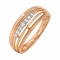 Multi-Section Ring with Graduated Diamonds. Hypoallergenic 585 Rose Gold, Rhodium Detailing