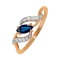 Marquise-cut Sapphire with Diamond Accents Ring. Hypoallergenic Cadmium-free 585 (14K) Rose Gold