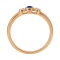 Three Stone Ring: Center Sapphire, Side Diamonds. Hypoallergenic Cadmium-free 585 (14K) Rose Gold. View 4