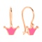 'Crowning Glory' Kids' Earrings with Pink Enamel. Certified 585 (14kt) Rose Gold, Earwire Backs